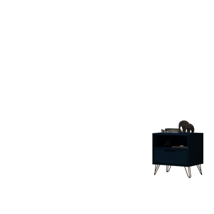 Rockefeller Nightstand with 1 Drawer and splayed legs in navy blue by HouseOfZazla on Tampa Home & Garden Store
