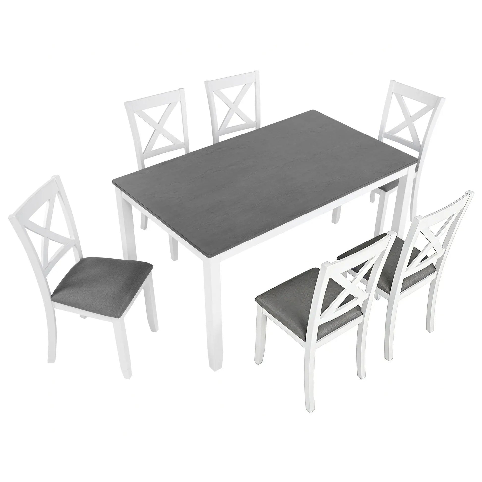 Kitchen dining set 6pc by Unique Piece Furniture — white X-back chairs, gray tabletop on Tampa Home & Garden Store