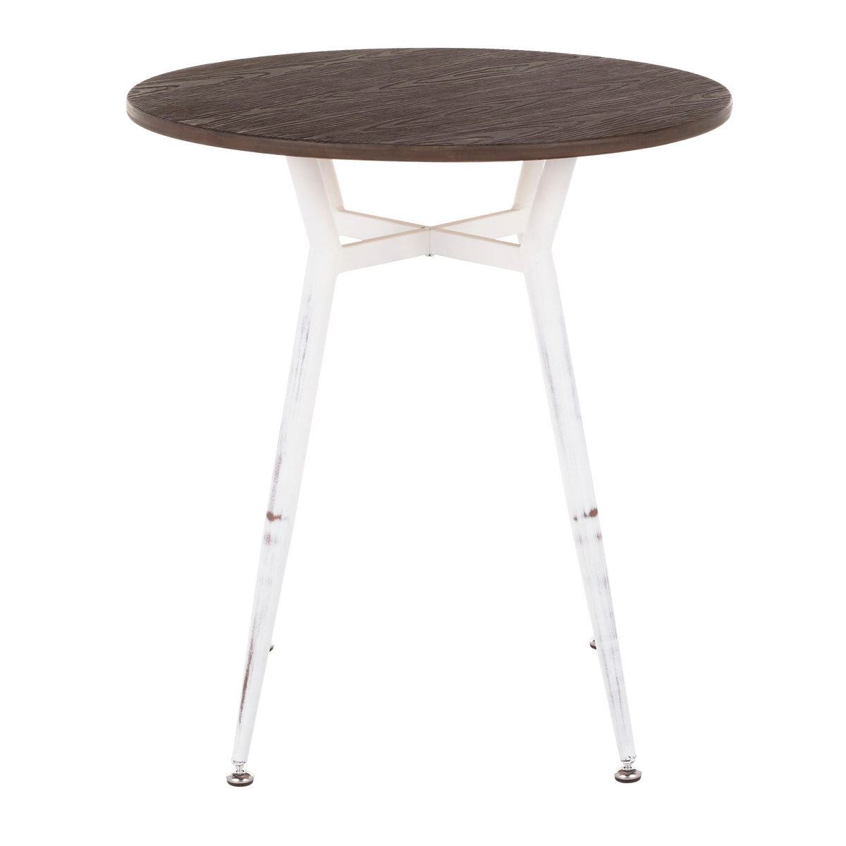 Industrial round dinette table with dark brown wood top and white metal legs by HouseOfZazla on Tampa Home & Garden Store
