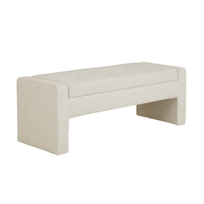 Storage bench cream color with polyester upholstery and soft-close lid by HouseOfZazla on Tampa Home & Garden Store