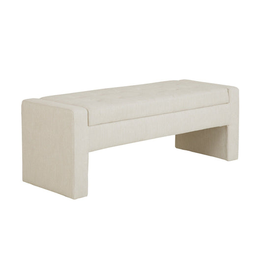 Storage bench cream color with polyester upholstery and soft-close lid by HouseOfZazla on Tampa Home & Garden Store