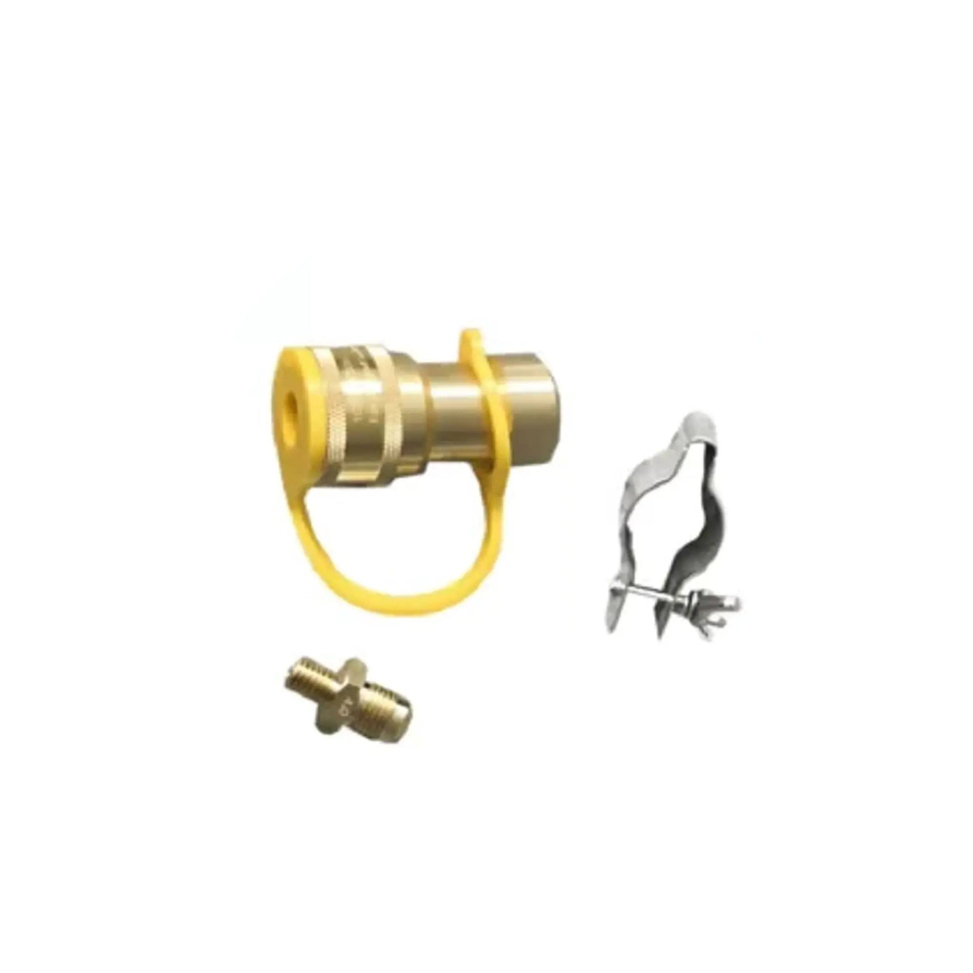 Fire Pit Gas Conversion Kit with brass valve adapter and yellow mounting ring, includes hardware on Tampa Home & Garden Store