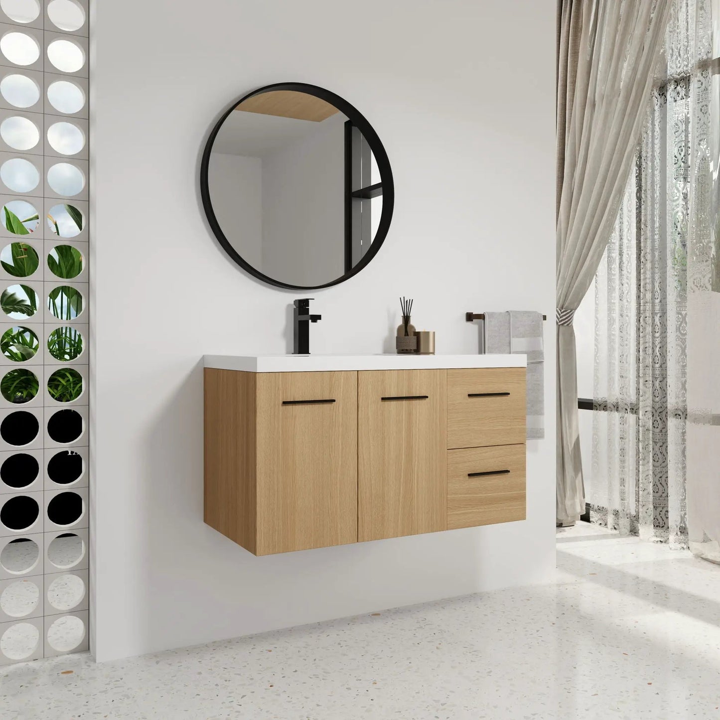 Wall Mounted Floating Vanity Sink and Drawers