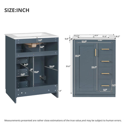Modern Bathroom Vanity With 1 Door and 3 Drawers