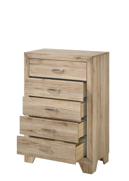 Miquell Elegant Design Chest accent chest in natural oak finish with silver handles on Tampa Home & Garden Store