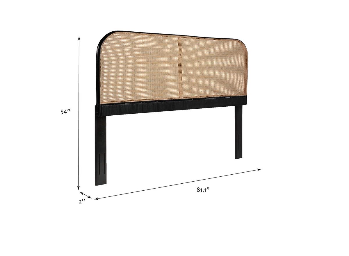 King Size Cane Teak Rattan Headboard with black frame by HouseOfZazla on Tampa Home & Garden Store