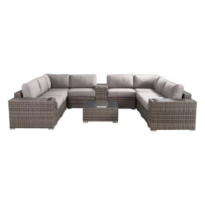 Modern Patio Rattan Sectional Set Cushioned on brown wicker by Unique Piece Furniture on Tampa Home & Garden Store