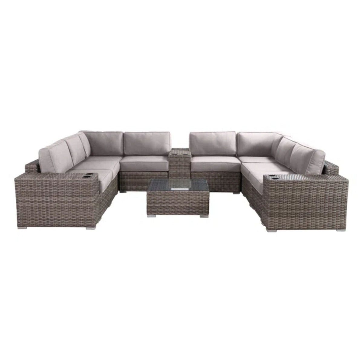 Modern Patio Rattan Sectional Set With Cushions HouseOfZazla, 2-piece outdoor sofas on Tampa Home & Garden Store
