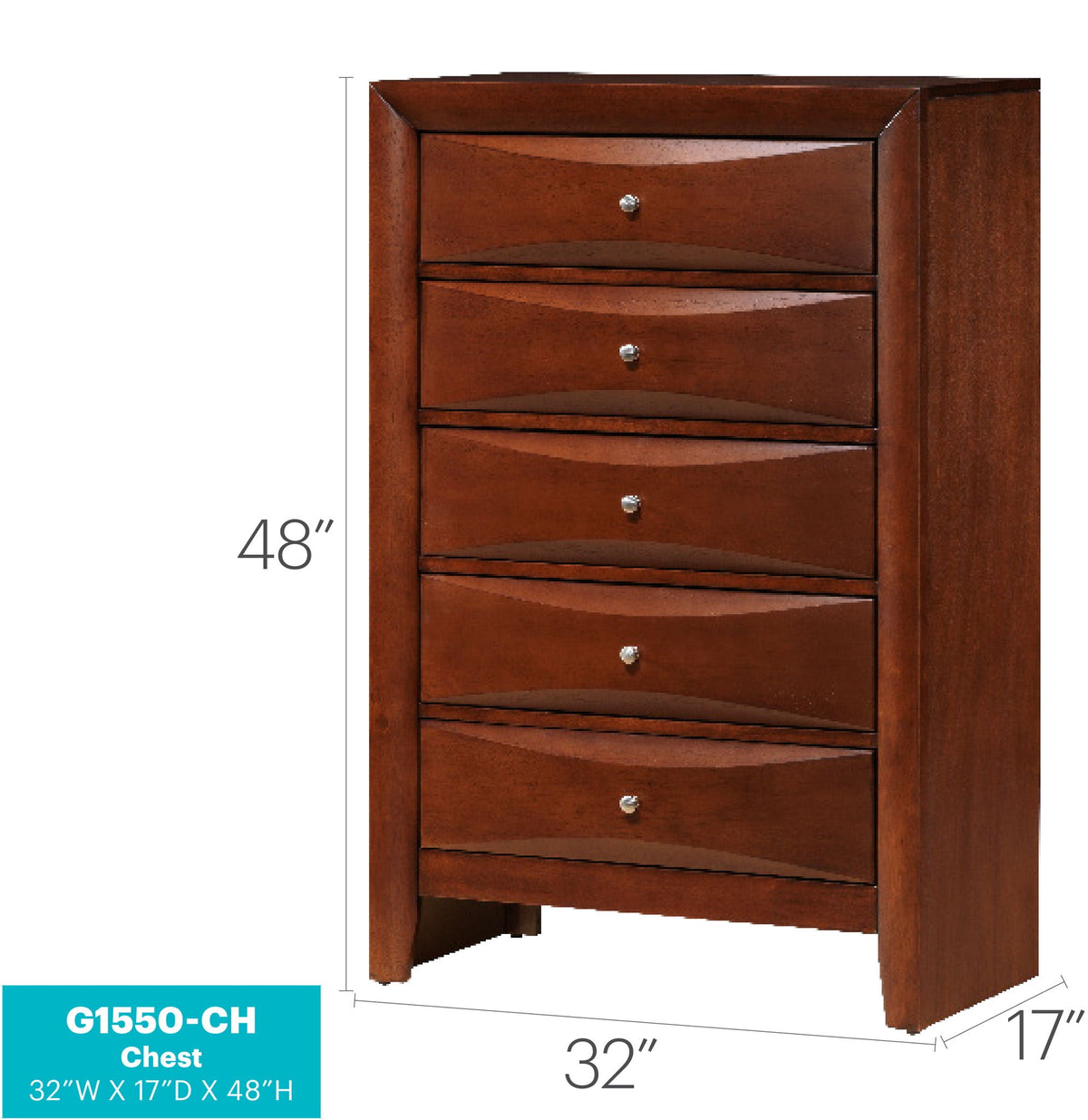 Accent Chest with Molded Resin Drawers in cherry wood by HouseOfZazla, a stylish accent table on Tampa Home & Garden Store