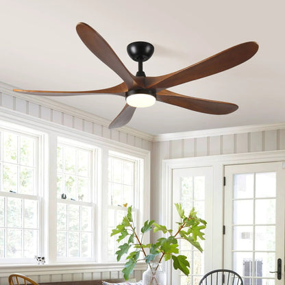 Solid Wood Ceiling Fan With Remote Light Brown