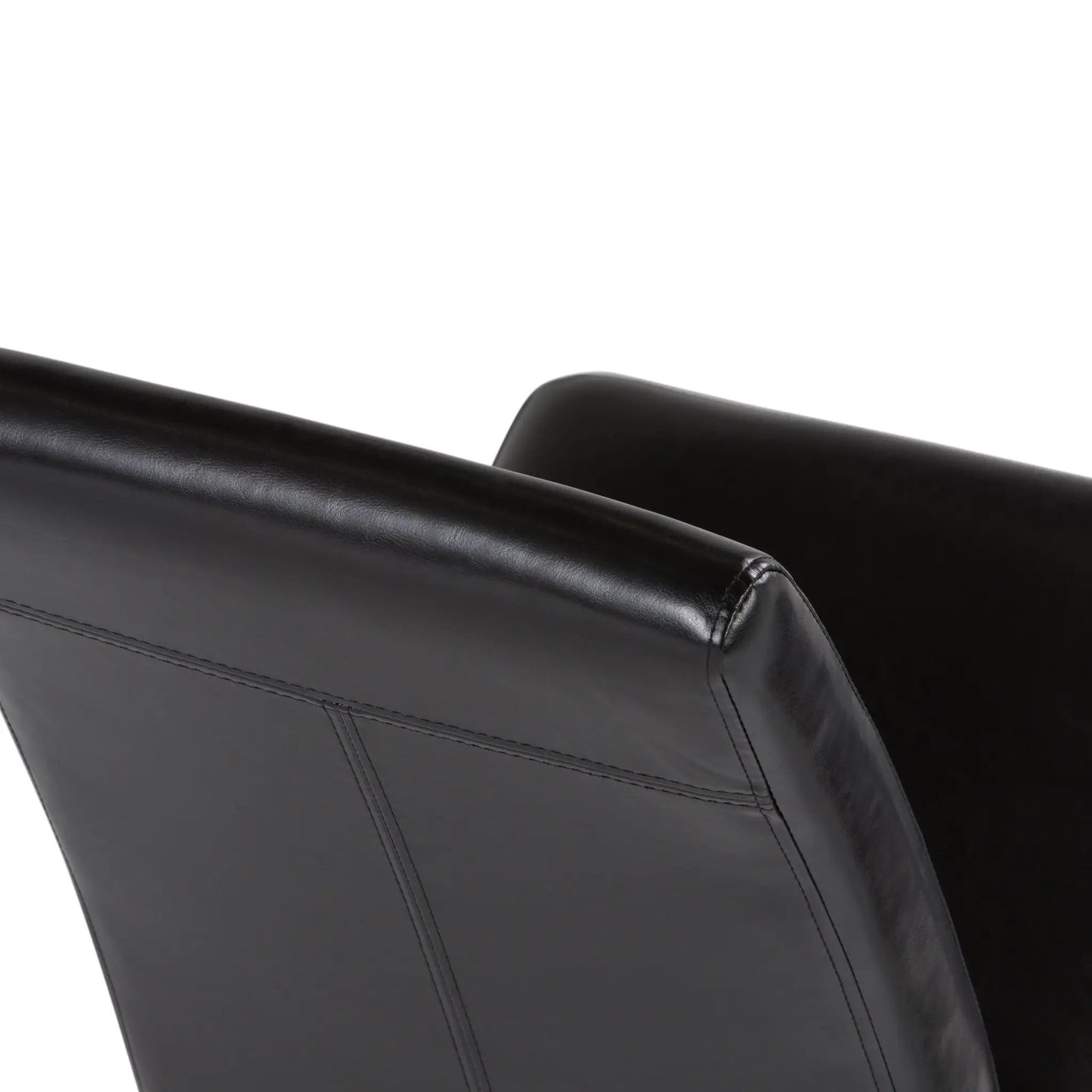Acadian upholstered Parson dining chair set of 2, black leather with visible stitching on Tampa Home & Garden Store