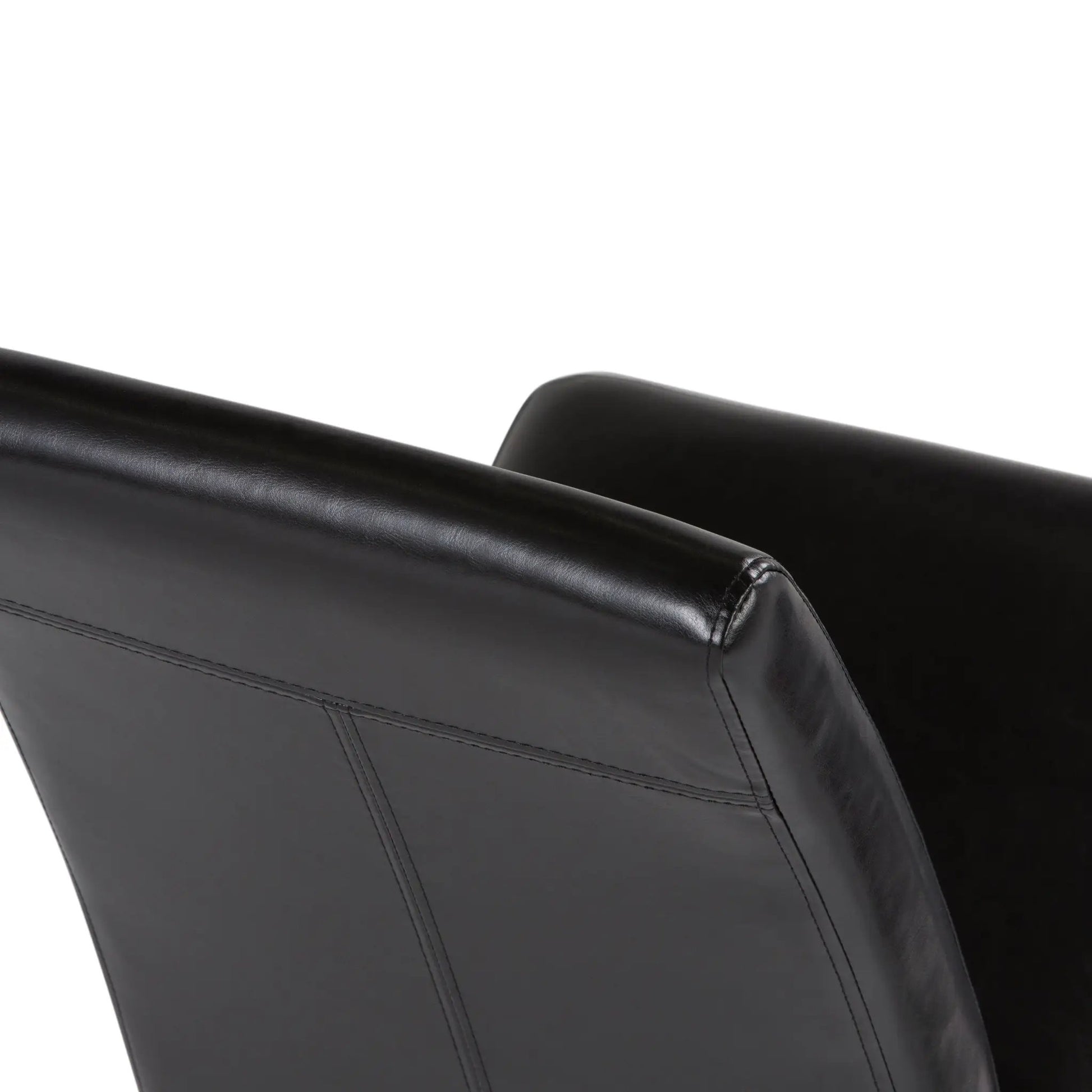 Acadian upholstered Parson dining chair set of 2, black leather with visible stitching on Tampa Home & Garden Store