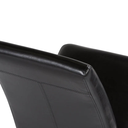 Acadian upholstered Parson dining chair set of 2, black leather with visible stitching on Tampa Home & Garden Store