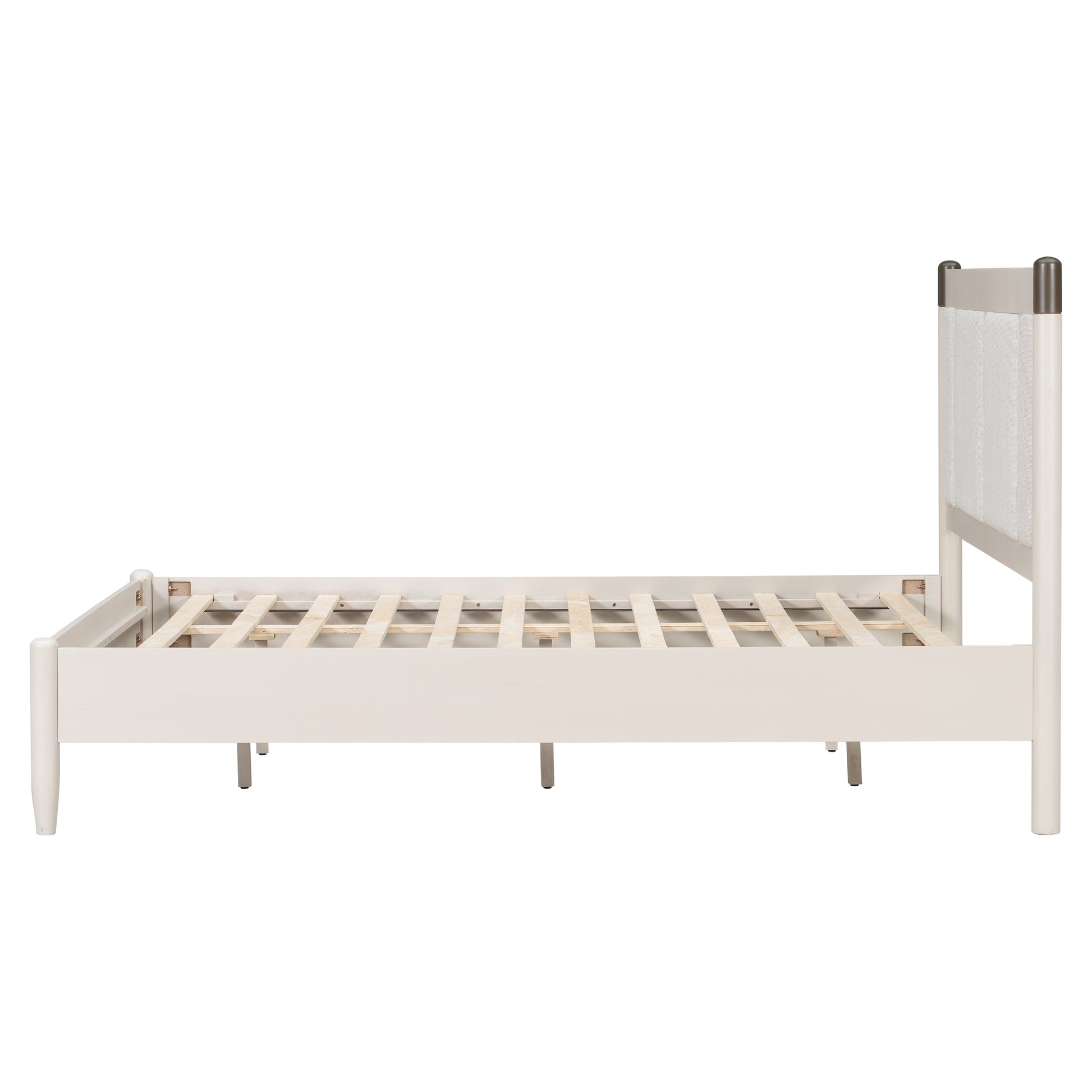 Solid Wood Queen Bed with heavy-duty support, light finish, HouseOfZazla on Tampa Home & Garden Store