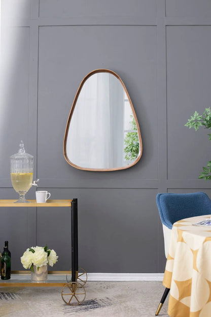 Irrgeular Mirror With Frame For Living Room Brown