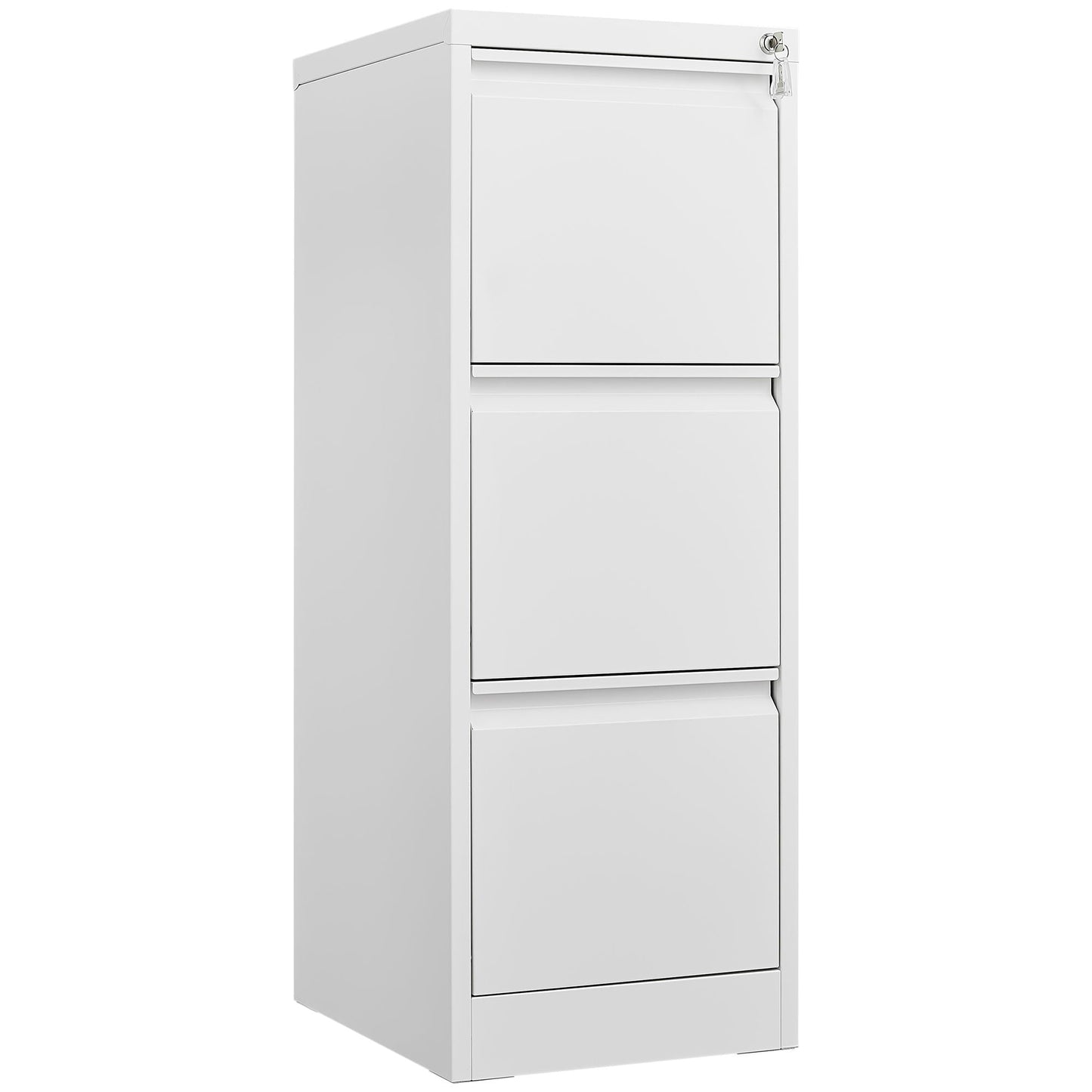 Durable metal 3-drawer filing cabinet with lock in white for office storage on Tampa Home & Garden Store