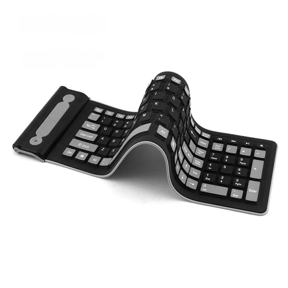 24g wireless mute folding keyboard silicone portable waterproof black/gray keys FLIPSTYLEZLLC on Tampa Home & Garden Store