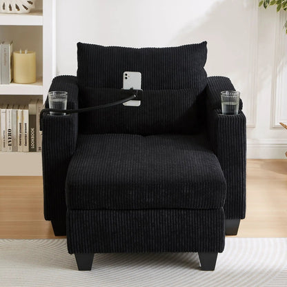 Convertible Chaise Lounge Chair With USB Ports