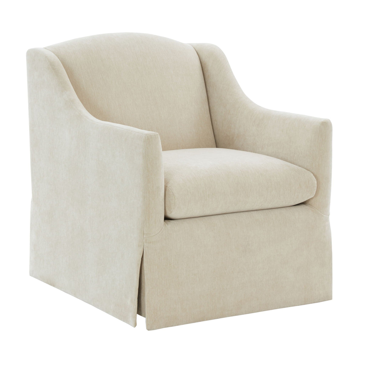 Beige skirted swivel accent chair with 360° swivel base by HouseOfZazla on Tampa Home & Garden Store