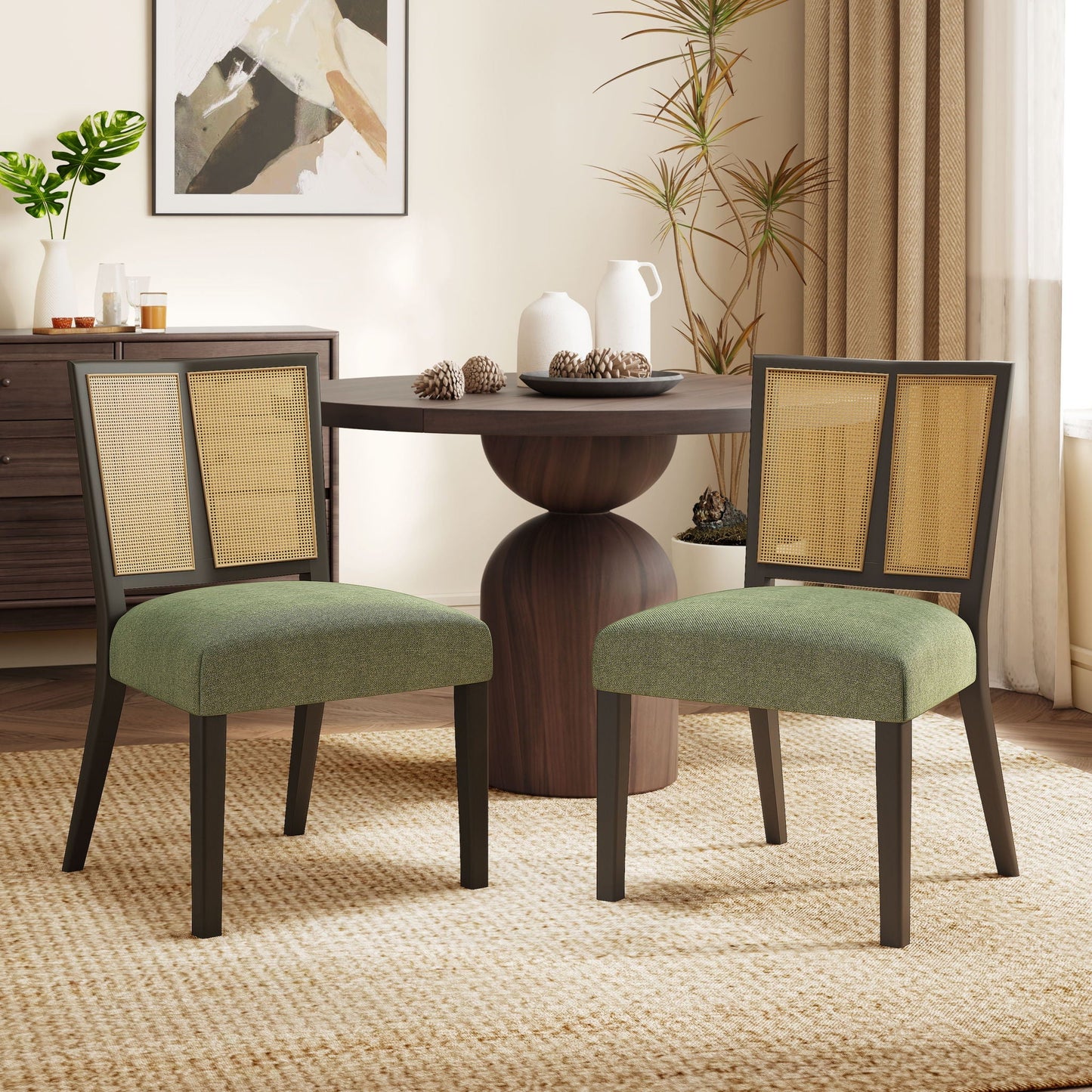Mid Century Rattan Dining Chair Without Arms Set, cane back, 4 chairs HouseOfZazla on Tampa Home & Garden Store