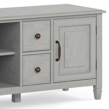 Sturdy solid wood TV stand by HouseOfZazla with 2 drawers and a cabinet, gray finish hardware on Tampa Home & Garden Store