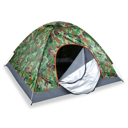 GemGear 4-Person Pop-Up Camping Tent camouflage with two mosquito net doors orange doorway trim on Tampa Home & Garden Store