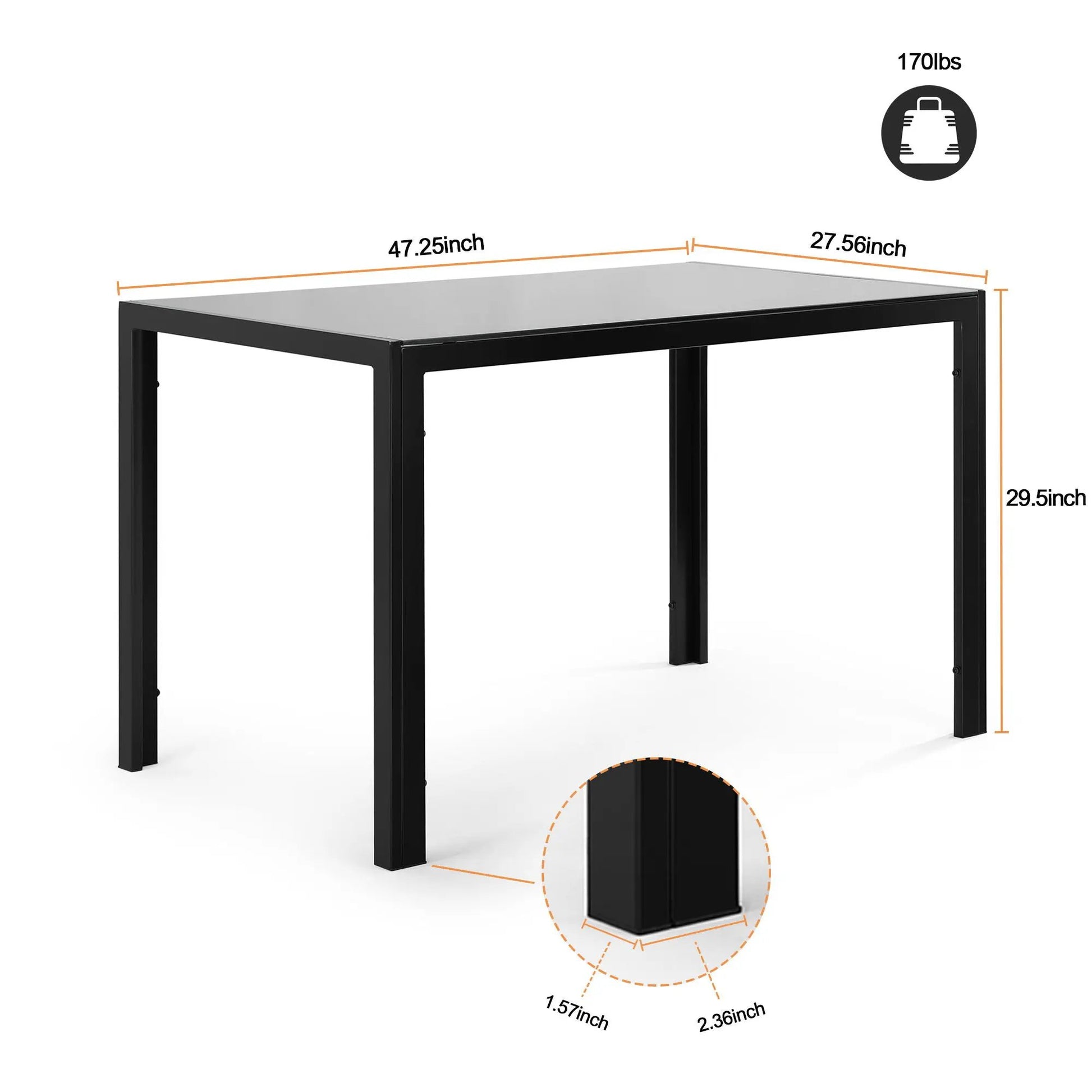 5-Piece dining set for 4 with glass table and black faux leather chairs, Unique Piece Furniture on Tampa Home & Garden Store