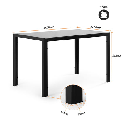 5 Piece Dining Set with Glass Table and 4 Chairs