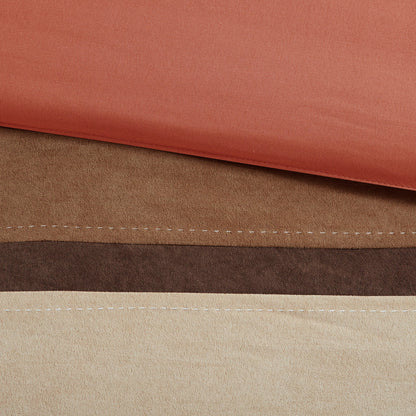 7 Piece Faux Suede Comforter Set Coral Queen bedding in coral and earthy suede tones on Tampa Home & Garden Store