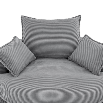 Swivel Barrel Chair cushions and pillows in grey corduroy with ribbed texture on Tampa Home & Garden Store