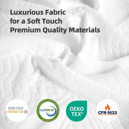 10-Inch Premium Queen Mattress by HouseOfZazla on a white quilted surface with certification logos on Tampa Home & Garden Store