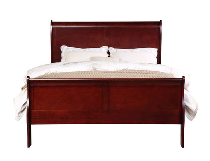 Louis Philippe Sleigh Style Bed in dark mahogany wood with paneled headboard on Tampa Home & Garden Store