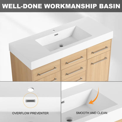 Freestanding Vanity With Resin Sink and Drawers