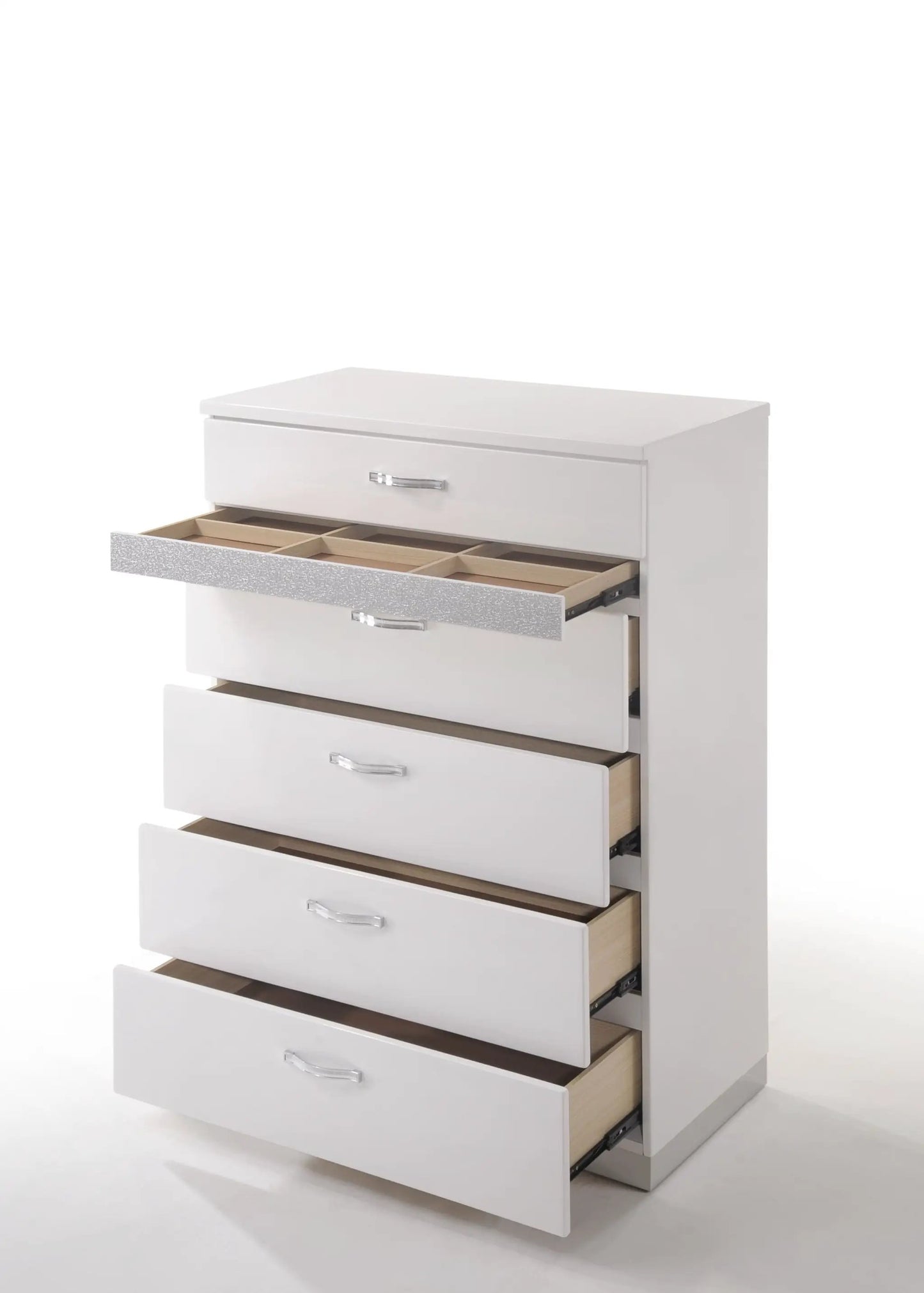 Naima II High Gloss Chest White With Five Drawers