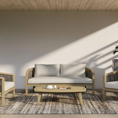 Parkside outdoor sofa natural with beige cushions; 3-seat outdoor set on Tampa Home & Garden Store