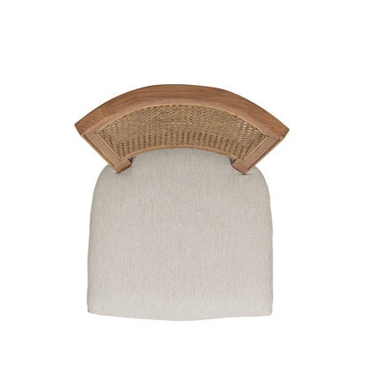 HouseOfZazla rattan wicker high back counter stool with oak frame, beige fabric seating on Tampa Home & Garden Store