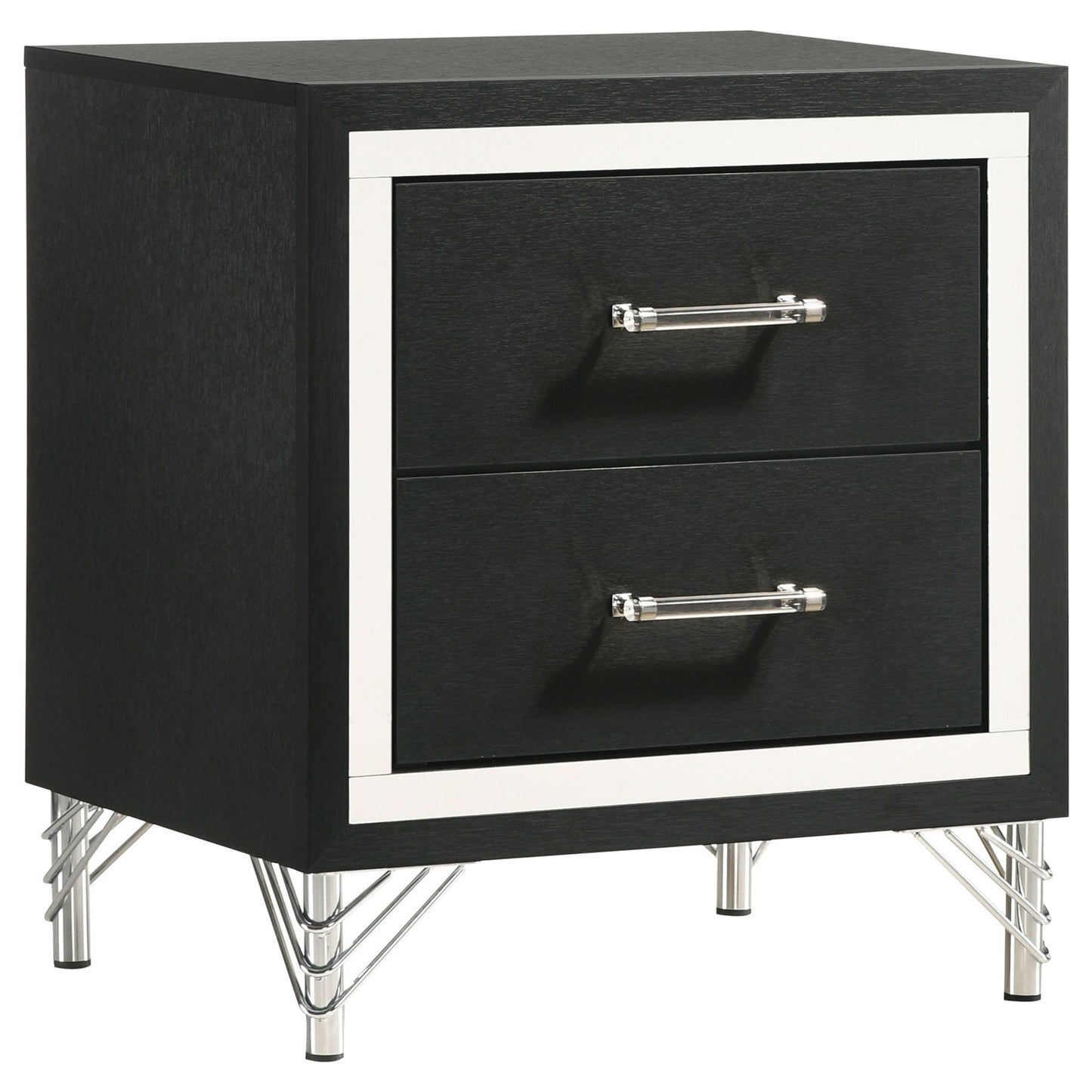 Malcolm 5-Piece Bedroom Set with Wingback Design in black finish with white trim HouseOfZazla on Tampa Home & Garden Store