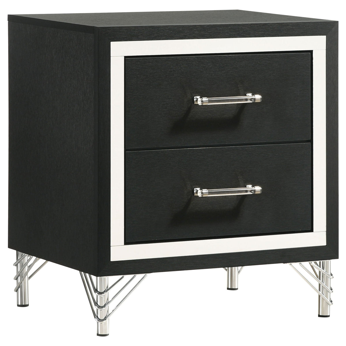 Malcolm 5-Piece Bedroom Set with Wingback Design in black finish with white trim HouseOfZazla on Tampa Home & Garden Store