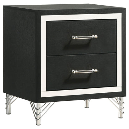 Malcolm 5-Piece Bedroom Set with Wingback Design in black finish with white trim HouseOfZazla on Tampa Home & Garden Store