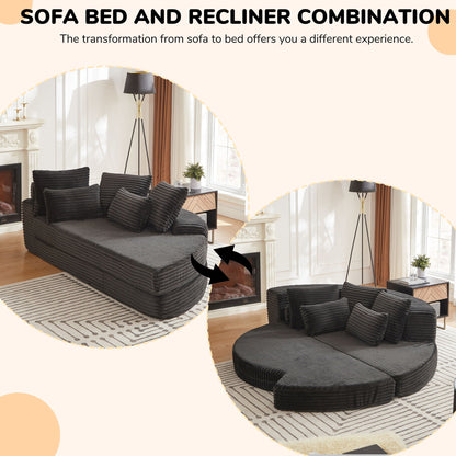 Semi Circular Corduroy Sofa Bed With Pillow