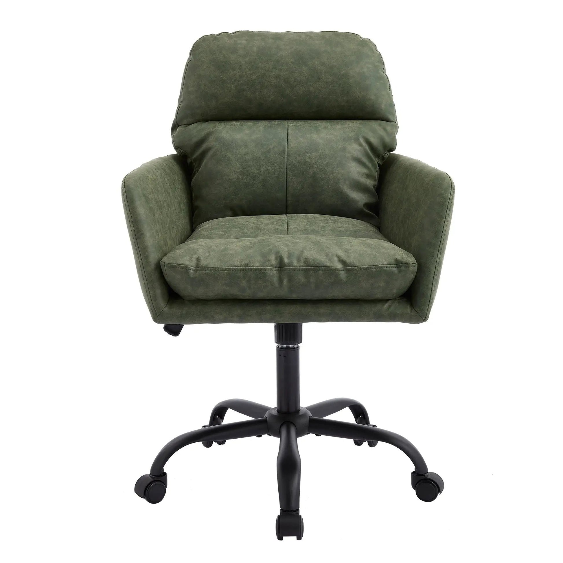 Office chair with adjustable height, green upholstery, swivels, five-wheel base on Tampa Home & Garden Store
