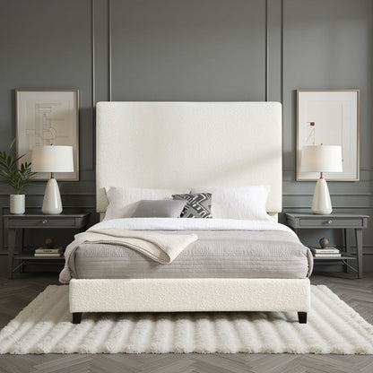Upholstered Headboard Platform Bed and Frame