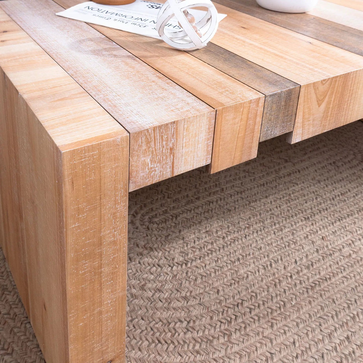 Modern Rustic Table with Sculpted Block Design