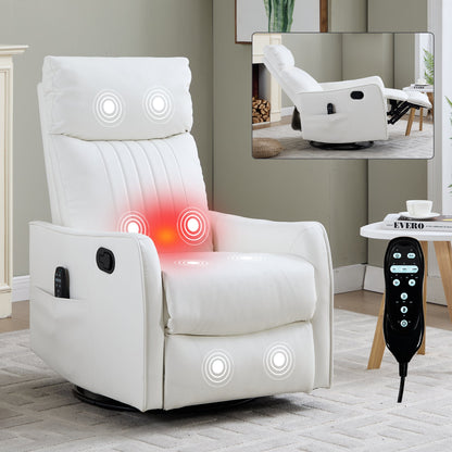 White heat massage recliner chair with rocker and swivel in faux leather by HouseOfZazla on Tampa Home & Garden Store