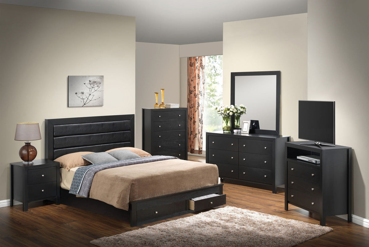 Elegant storage bed by HouseOfZazla in black wood with built-in drawers on Tampa Home & Garden Store