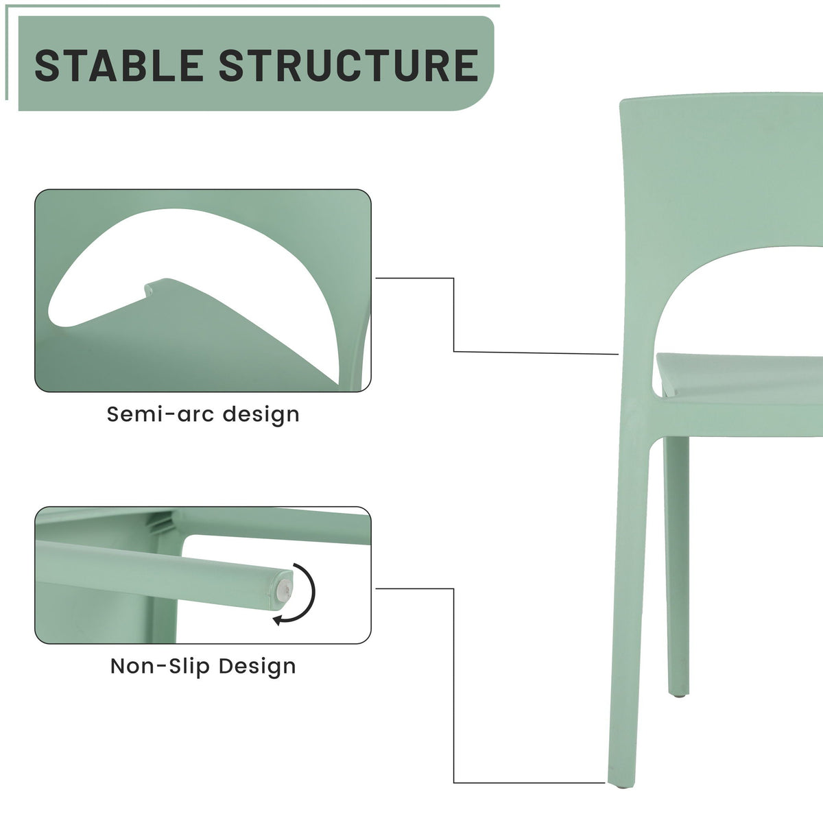 Modern 4 Piece Outdoor Set with Folding Table in green; folding table, semi-arc design on Tampa Home & Garden Store