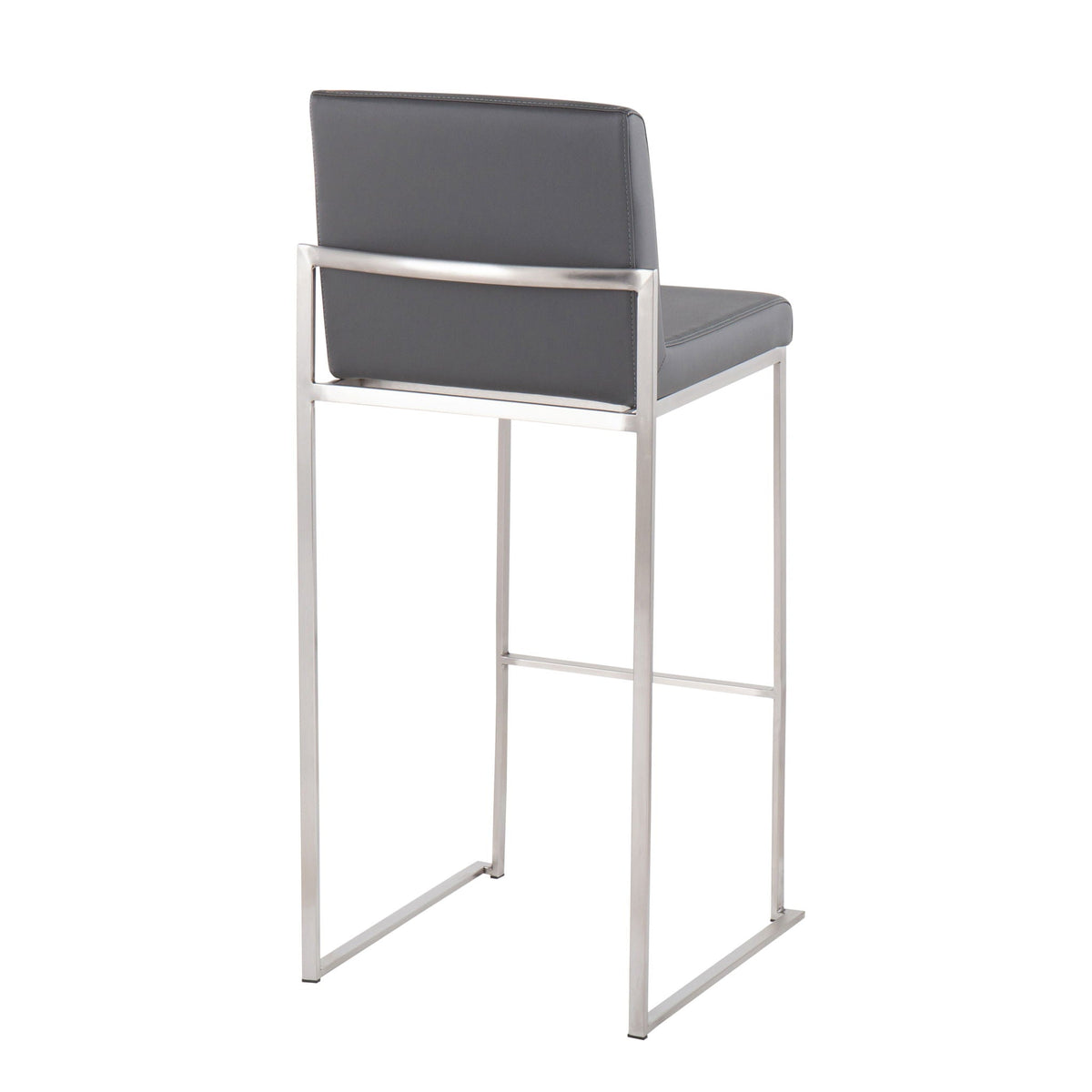 Contemporary high-back barstool with grey upholstered seat and metal frame by HouseOfZazla on Tampa Home & Garden Store