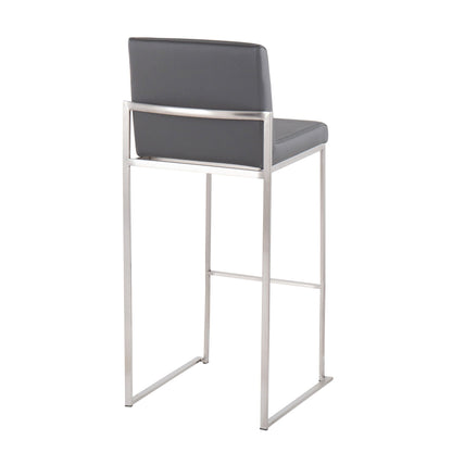 Contemporary high-back barstool with grey upholstered seat and metal frame by HouseOfZazla on Tampa Home & Garden Store