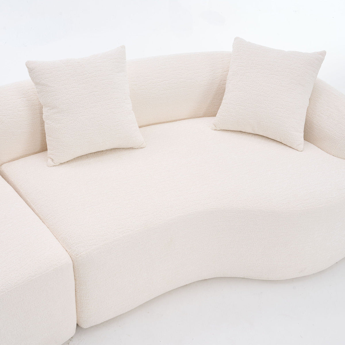 4 Seater fabric sofa with cream textured upholstery and two matching cushions on Tampa Home & Garden Store