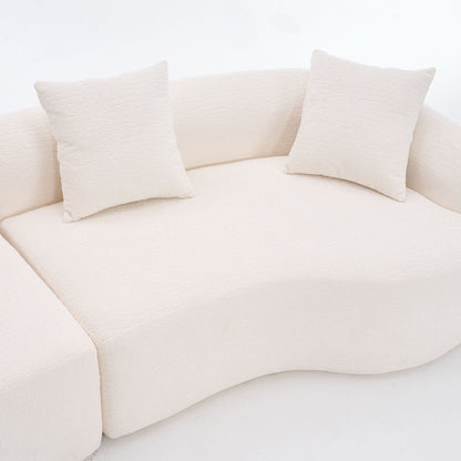 4 Seater fabric sofa with cream textured upholstery and two matching cushions on Tampa Home & Garden Store